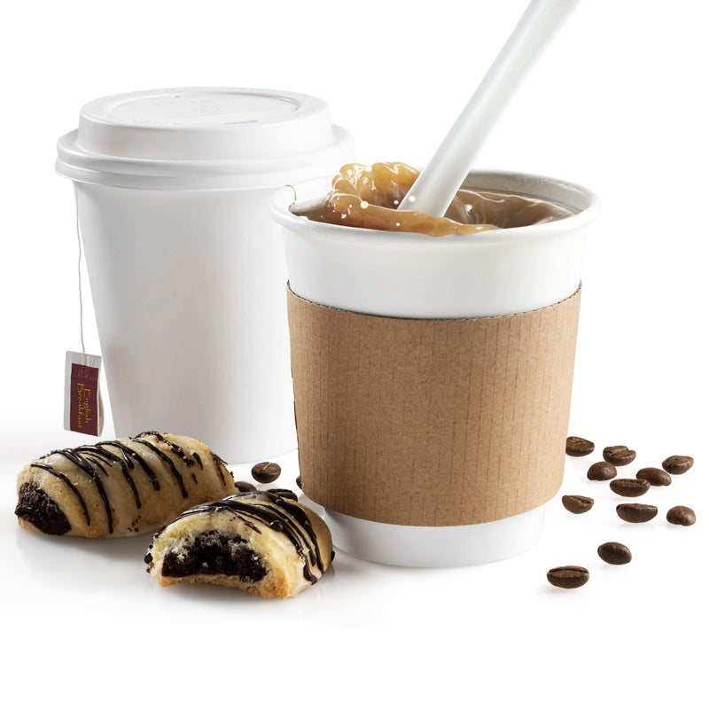 NYHI 200 Pack 8 oz White Paper Disposable Coffee Cups with Lids and Sleeves Hot Cold Beverage Drinking Cup for Water Juice Espresso Tea Ideal for Water Coolers Party - Image 3